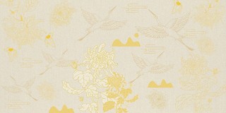 金色中国风菊花仙鹤蝴蝶底纹重阳节展板背景